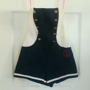 Betsey Johnson Navy and White Nautical Romper
